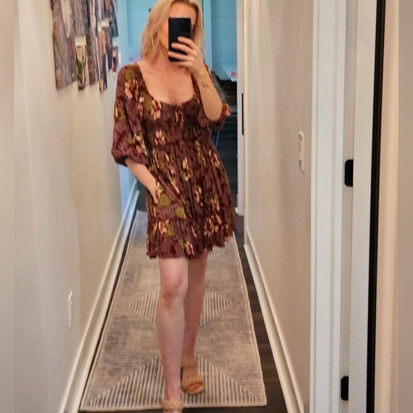NWT Free People Floral Burgundy Dress - Size XS - Picture 2 of 16